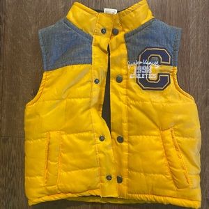 Toddler boys puff yellow lettermen vest